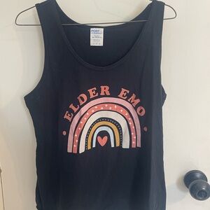 Port and Company Black Tank Top with Colorful Graphic
